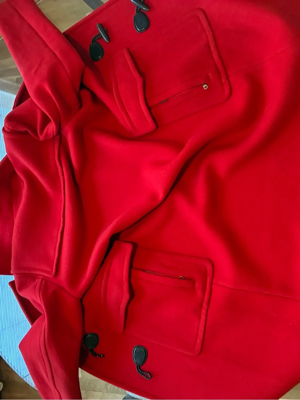 Gucci Red Wool-Blend Coat with Black Toggle Accents